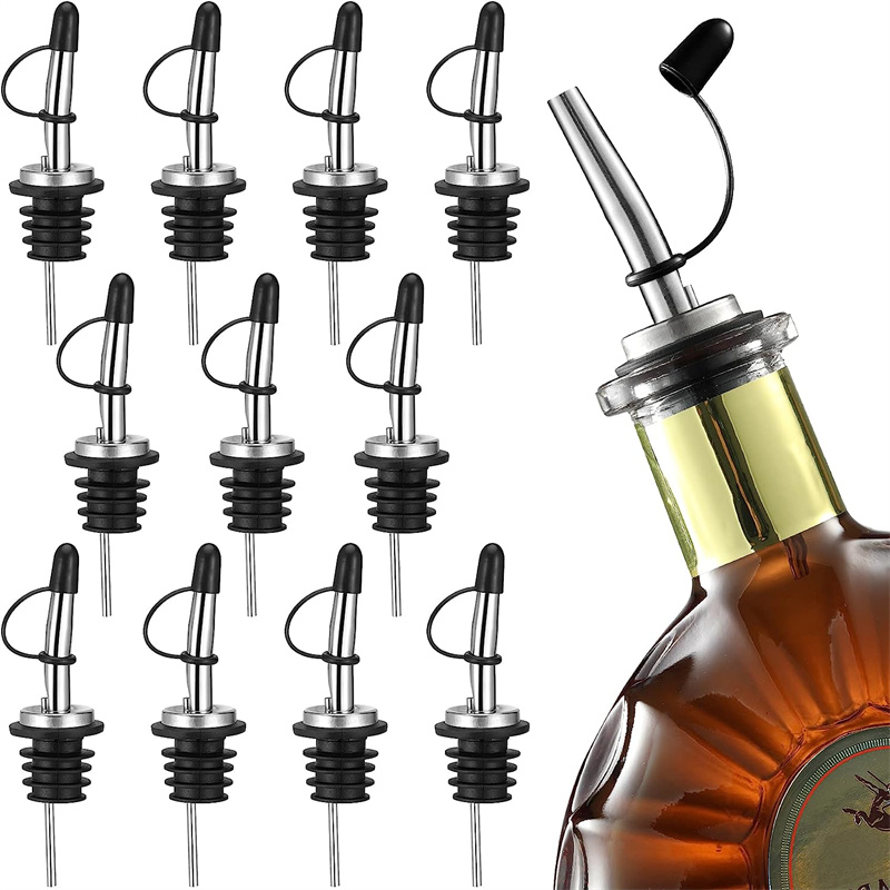 Speed Pourer Cap - สแตนเลสสตีลความเร็ว Pourers Spouts เรียว,เครื่องรินสุราพร้อมฝายาง,สุขอนามัย,เครื่องล้างจานปลอดภัย,