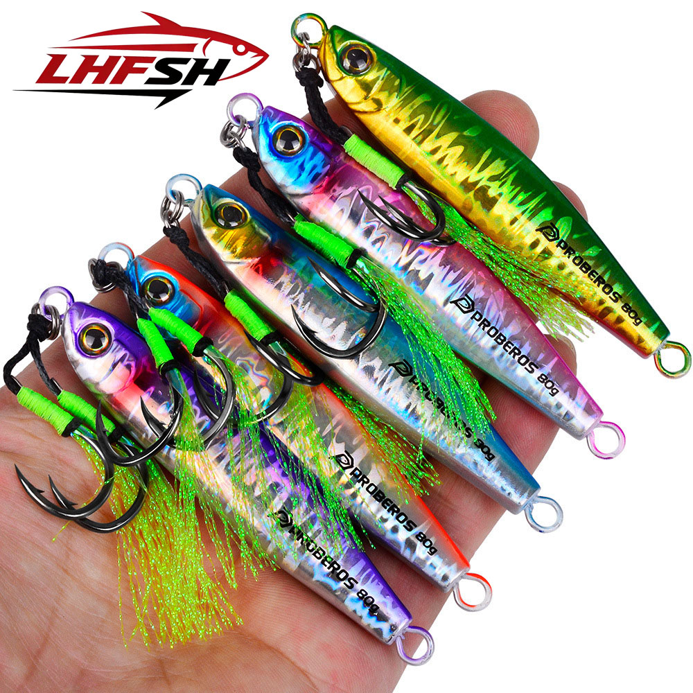 Jigger Double Sided - เหยื่อจิ๊กโลหะ LHFSH 35g-80g แบบตีไกล จมเร็ว พร้อมตะขอเกี่ยวคู่