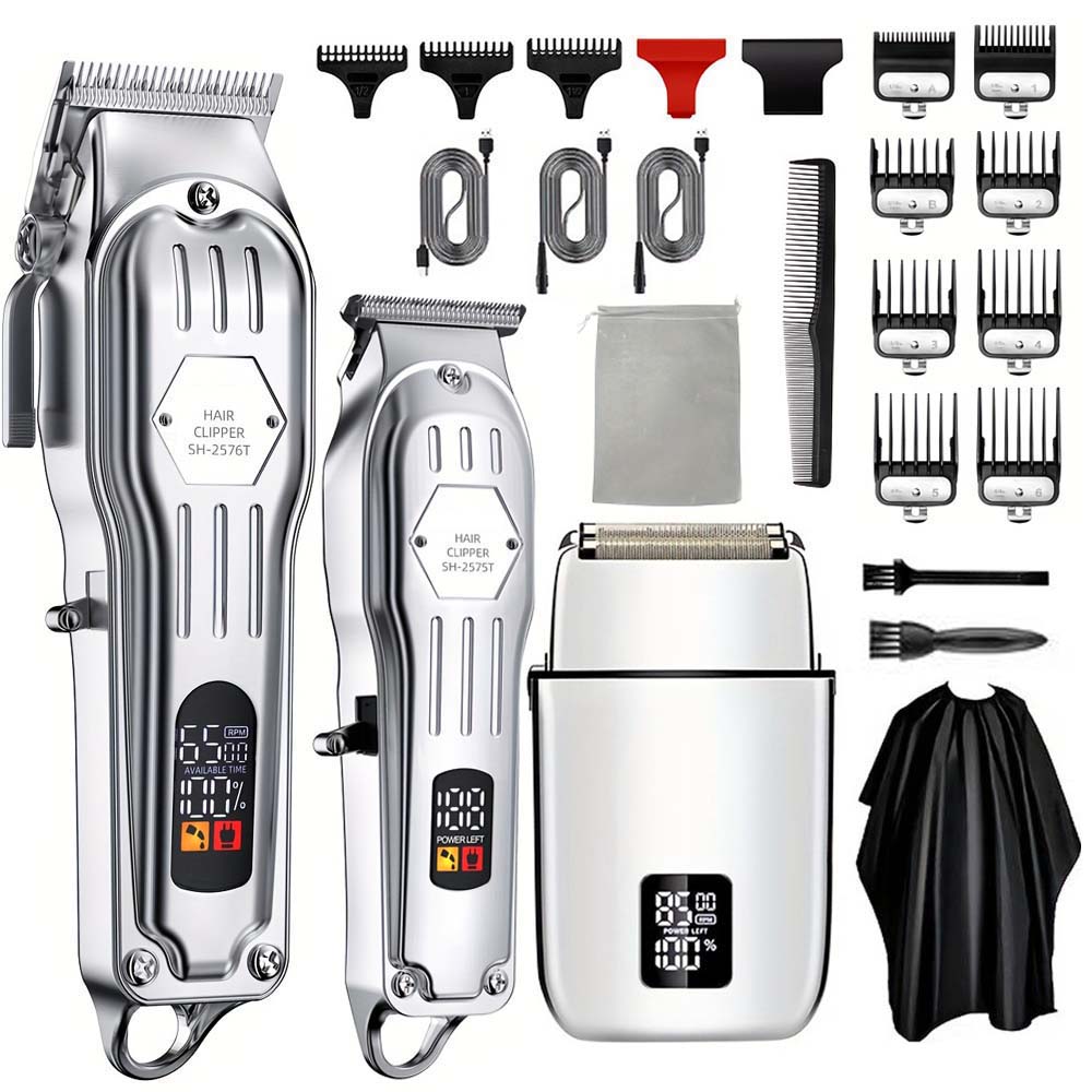 Home Barbershop - ชุดเครื่องตัดผมและเครื่องเล็มขนสำหรับมืออาชีพสำหรับผู้ชาย – เครื่องโกนหนวดไฟฟ้า 3-in-1 /2-in-1/1 ชิ้น,