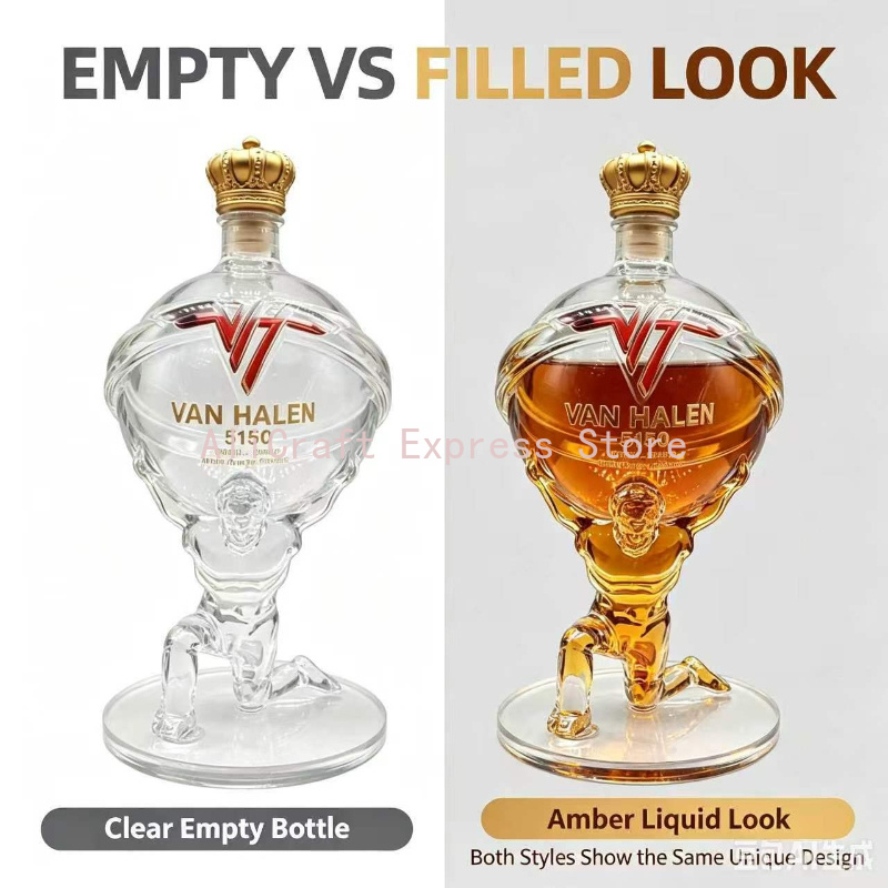 Decanter Globe Set - ขวดแก้วทรงโลกธีม Van Halen 5150 สำหรับใส่เหล้าวิสกี้ ของตกแต่งบาร์สไตล์วินเทจ