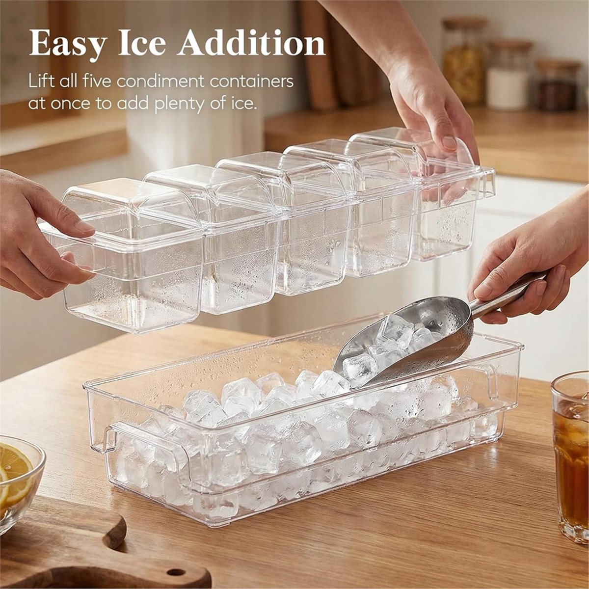 Garnish Tray Set - ภาชนะใส่เครื่องปรุงแบบแช่เย็น, ชุดเสิร์ฟทาโก้บาร์สำหรับงานปาร์ตี้ ถาดใส่เครื่องประดับตกแต่งสำหรับอุปกรณ์บาร์, ถาดเสิร์ฟใส
