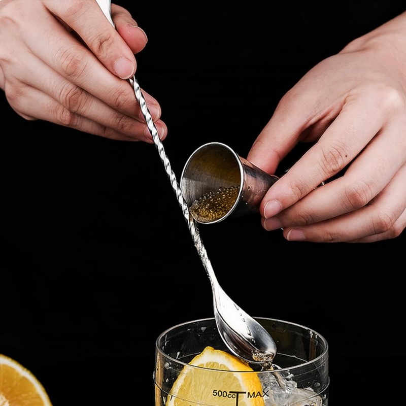 Bar Spoon Twisted - ช้อนผสมสําหรับเครื่องดื่มค็อกเทลคุณภาพสูงสแตนเลสสตีลรูปแบบเกลียว Twisted Muddler Stirrer สําหรับเครื่องดื่ม