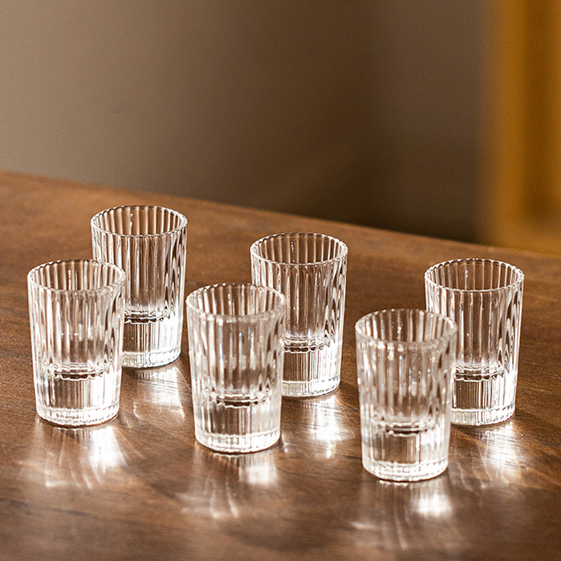 Old Fashioned Glass - แก้วไวน์ลายต่างประเทศขนาด20มล. 6ชิ้น, แก้วเหล้าจุได้เยอะแก้ววอดก้าบรั่นดีใสแก้วไวน์เฉพาะสำหรับบาร์ปาร์ตี้