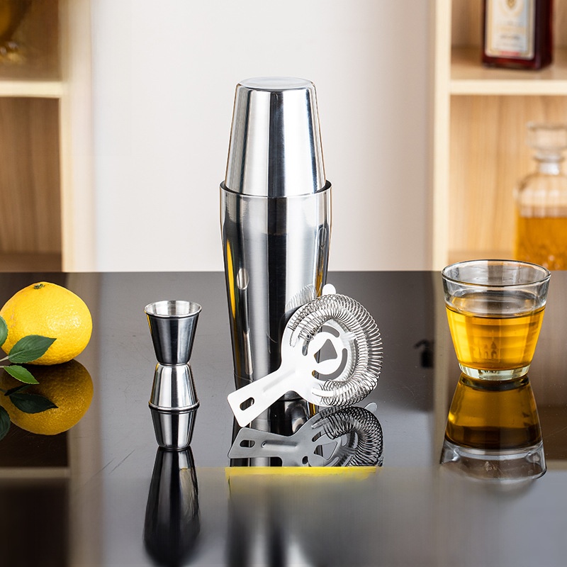 Boston Shaker Set - ชุดเครื่องมือบาร์สเตนเลสสตีล ชุดเชคเกอร์ค็อกเทลบอสตัน 4 ชิ้น สำหรับผสมเครื่องดื่ม วัสดุภายใน