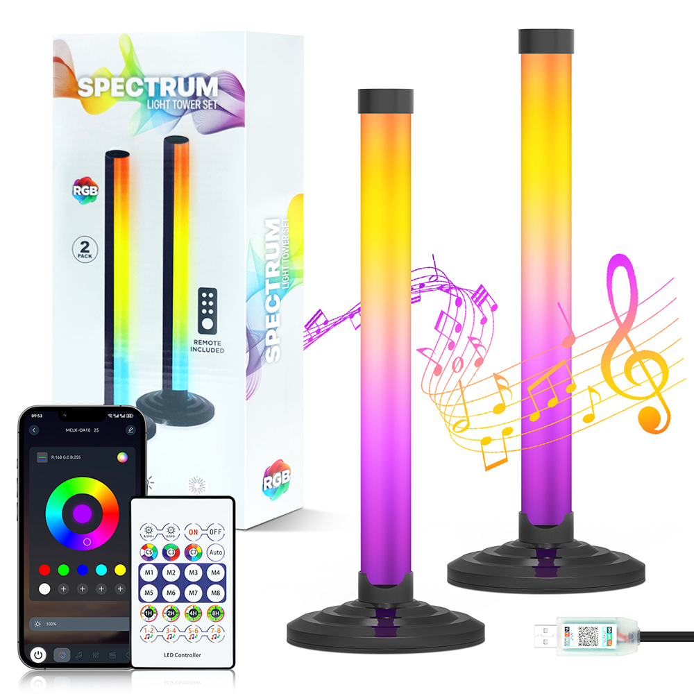 Home Bar And Theater - โคมไฟตั้งพื้นมุมห้อง LED อัจฉริยะ 5V พร้อมระบบซิงค์เพลง RGB