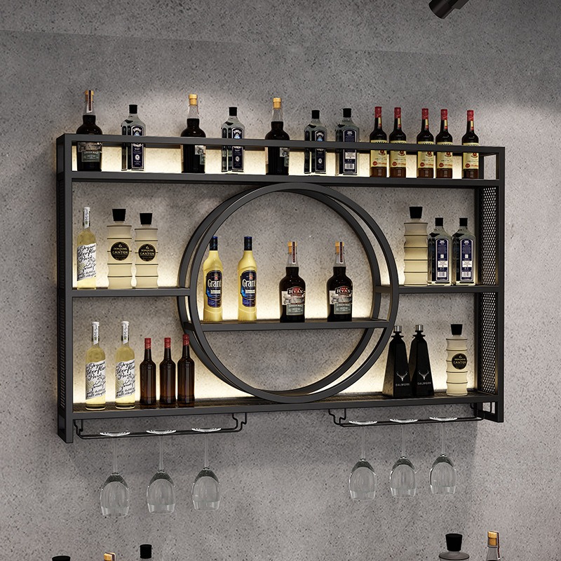 Home Bar Stand - ชั้นวางไวน์ติดผนัง ตู้เก็บไวน์แบบแขวนผนัง ชั้นวางบาร์ ชั้นวางโชว์ไวน์สำหรับใช้ในบ้าน