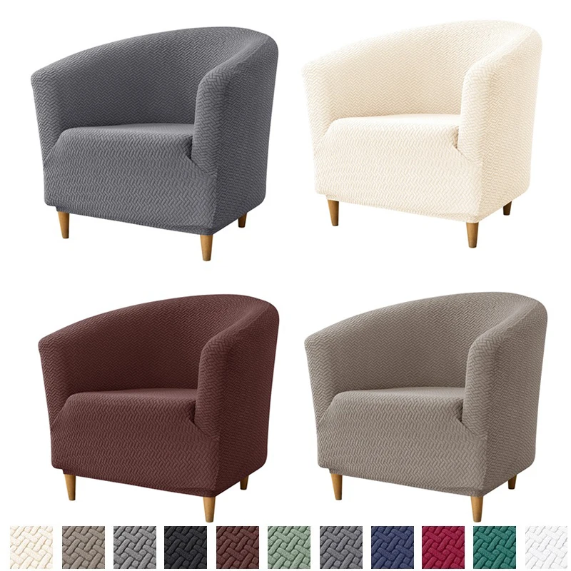 Home Bar Seating - เก้าอี้คลับยืดหยุ่นปลอกหุ้มเก้าอี้ผ้าแจ็คการ์ดสำหรับห้องนั่งเล่นตกแต่งบ้านสีทึบที่คลุมเก้าอี้เท้าแขนบาร์เดี่ยว