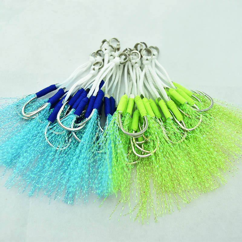 Jigger Double Sided - 5ชิ้น/ถุงขนาด10ถึง20เรือตกปลา Feather เชือกตะขอ Overweight High-Carbon Steel