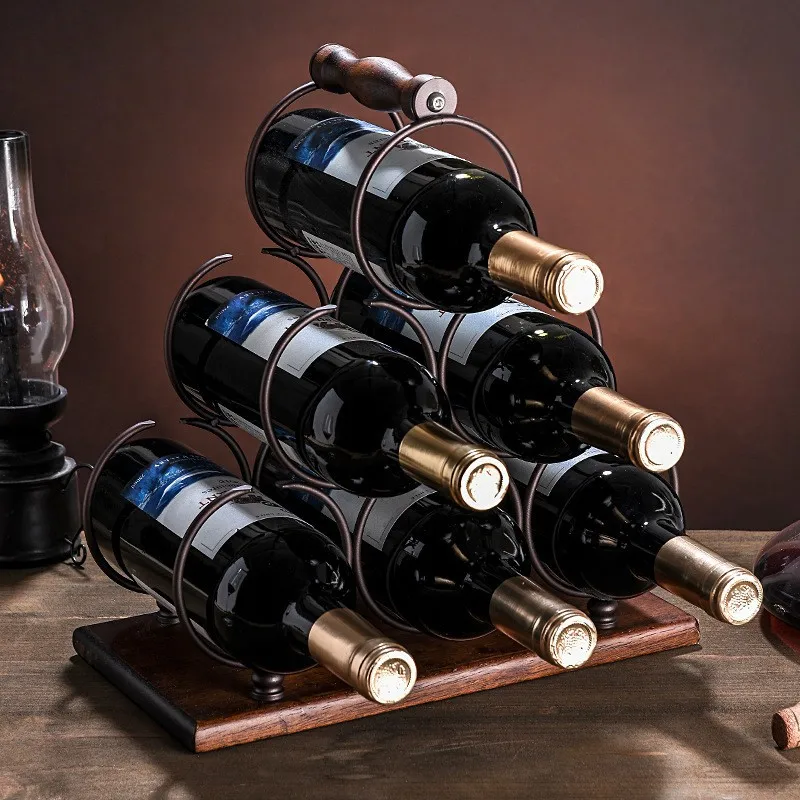 Home Bar Setup - Creative Red Wine Rack ตกแต่งบ้านองุ่นขวดไวน์ตู้ตกแต่งเครื่องประดับขวดไวน์ในครัวเรือน CS45