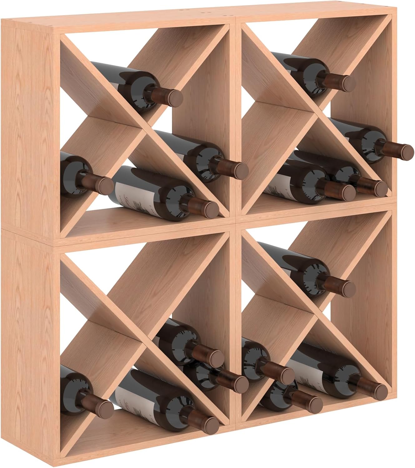 Home Bar Shelves - ชั้นวางไวน์ 96 ขวด แบบตั้งพื้น ชั้นเก็บไวน์บนเคาน์เตอร์ ชั้นวางไวน์ไม้แบบแยกส่วน