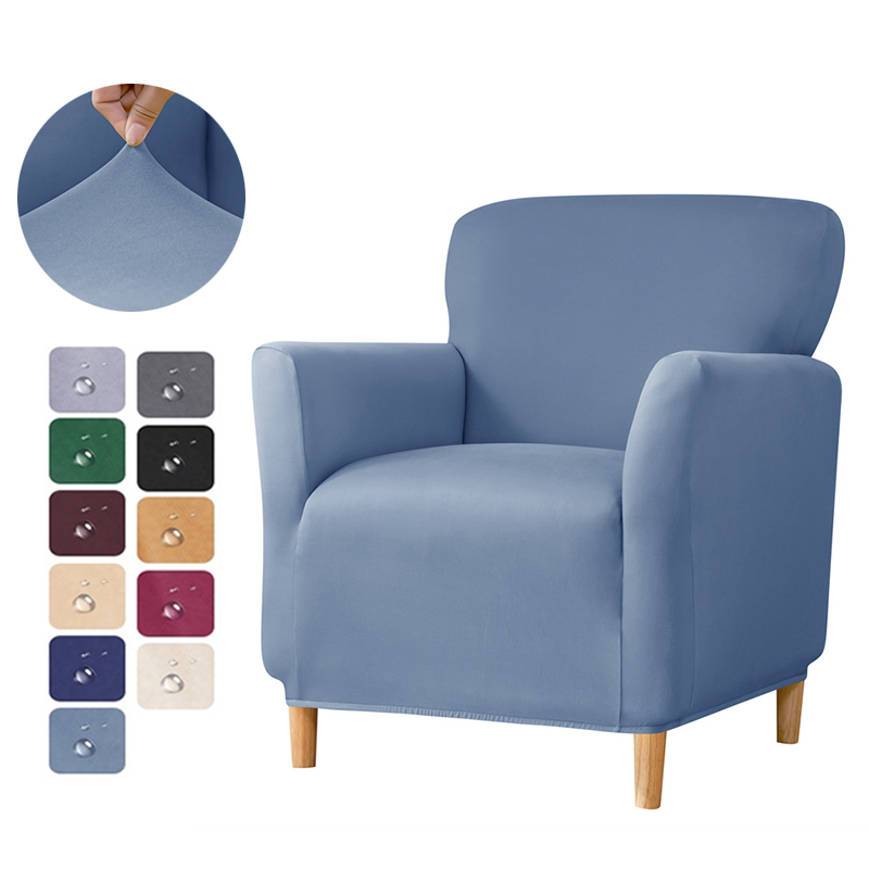 Home Bar Seating - ผ้าคลุมโซฟาแบบกันน้ำ 1 ชิ้น สีพื้น ผ้าคลุมเก้าอี้คลับ ผ้าคลุมเก้าอี้เดี่ยวแบบยืดหยุ่น