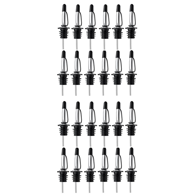 Speed Pourer Cap - 75STO-24 ชุดจุกก้านเทสแตนเลสทรงเรียว พร้อมฝาปิด สำหรับเทเหล้า ปลอดภัย ถูกสุขอนามัย