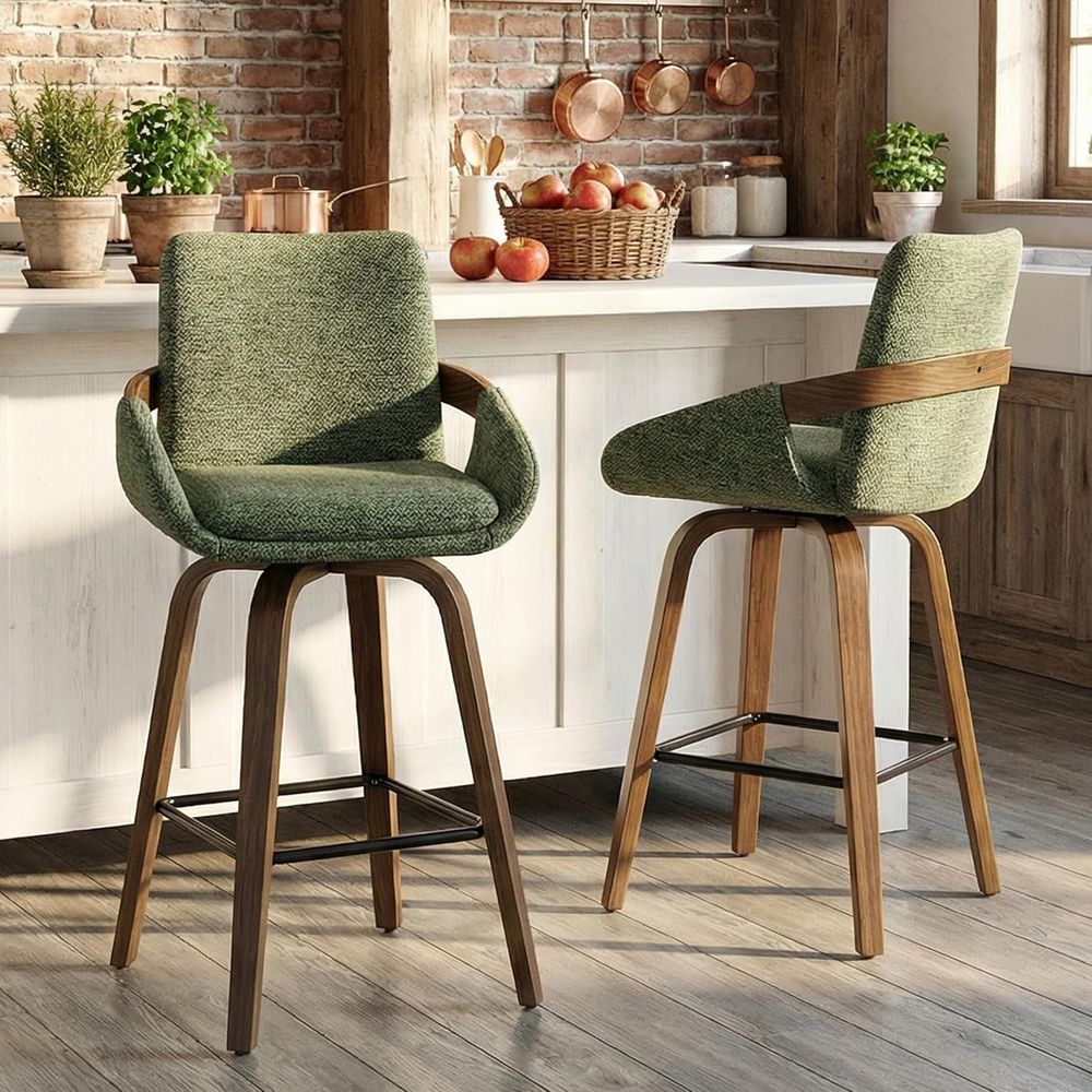 Home Bar Seating - ชุดเก้าอี้บาร์หมุนได้ 2 ตัว ขนาด 26 นิ้ว