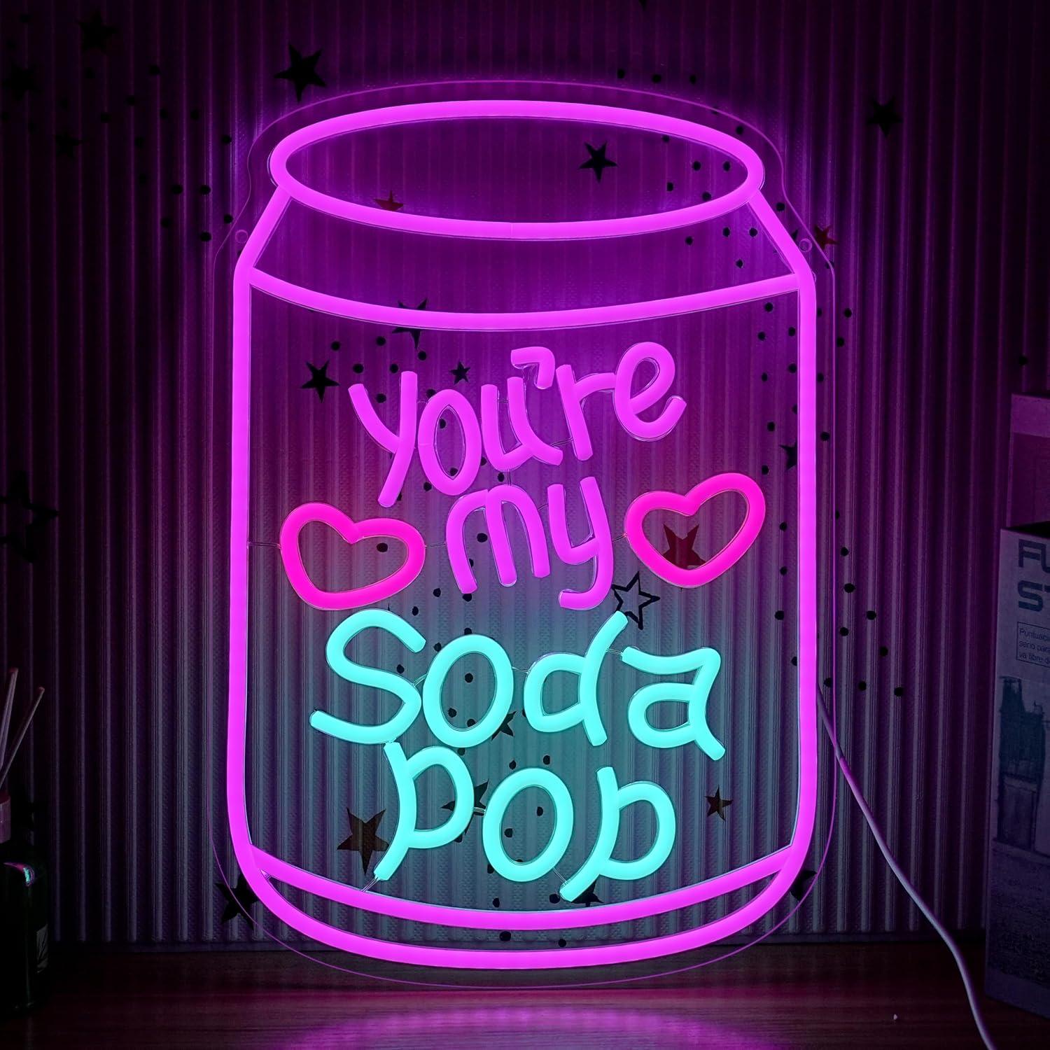 Home Bar Signs - ป้ายไฟนีออนโรแมนติก ไฟ LED ปรับความสว่างได้ พร้อมธีม You