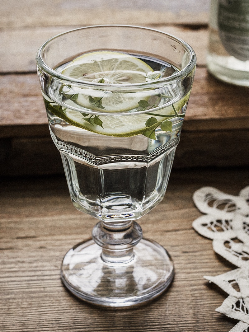 Highball Glass Set - แก้วทรงสูงสไตล์เรโทร ลายลูกไม้สีชมพู สำหรับโยเกิร์ต ไอศกรีม แชมเปญ และไวน์
