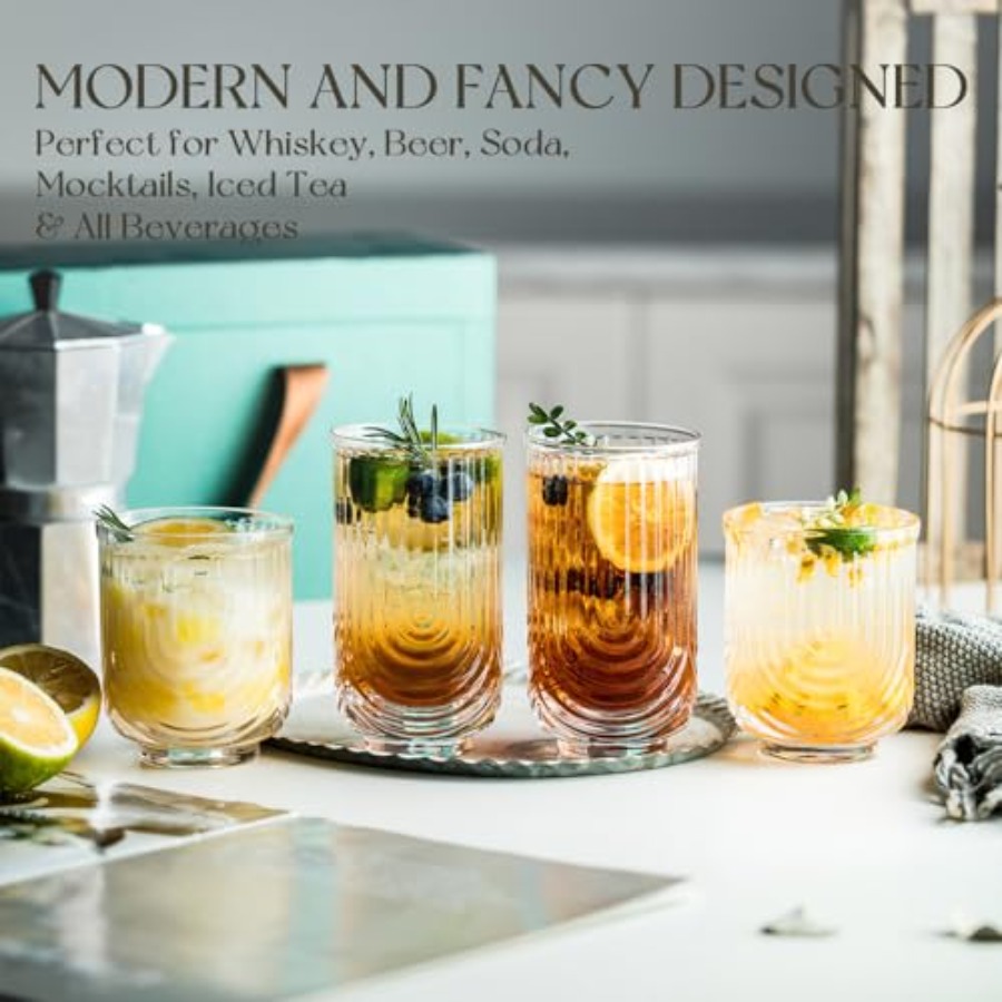 แก้วค็อกเทลอาร์ตเดโค แก้วน้ำแบ - Highball Glass Set บทวิจารณ์และราคา