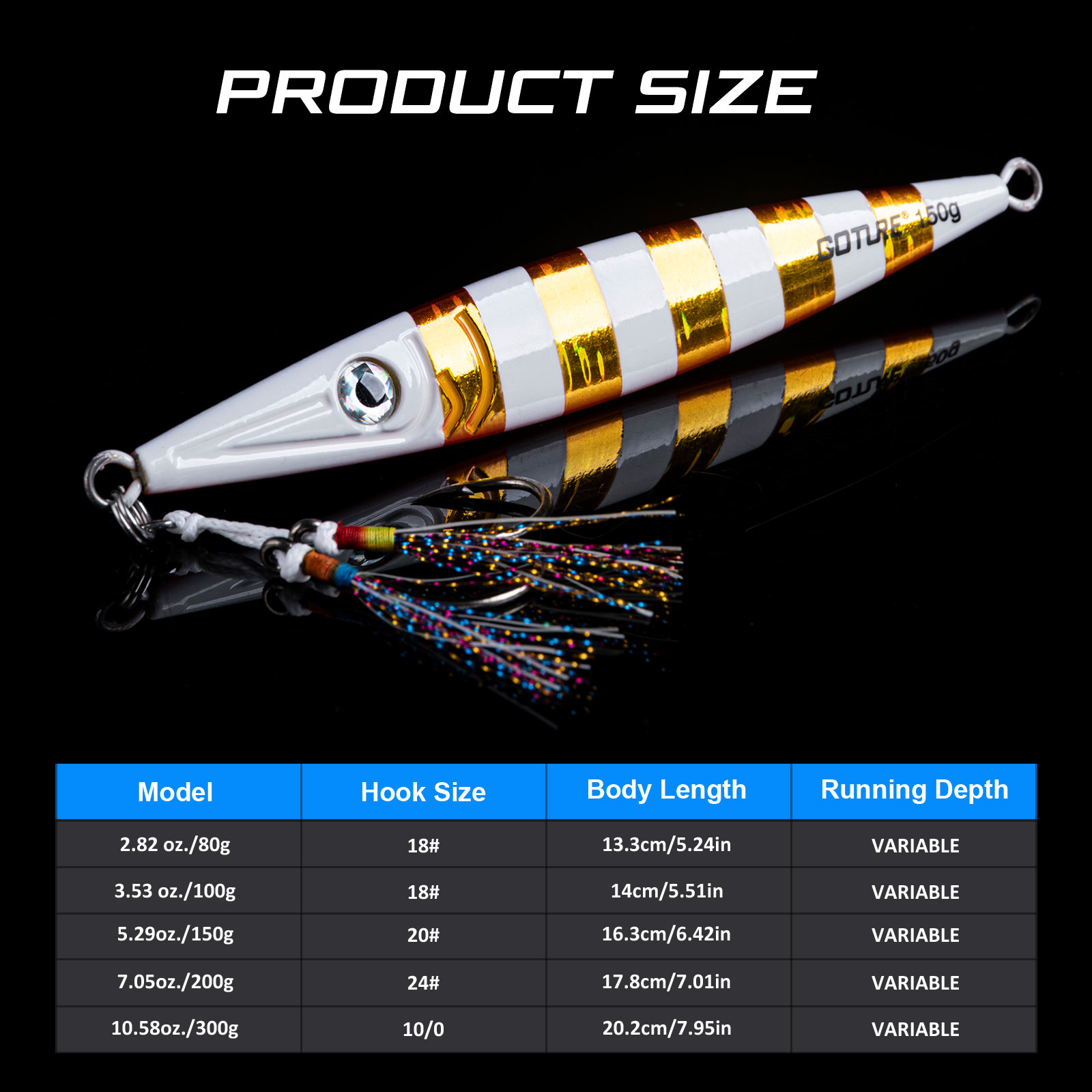 Goture Luminous Fast Sinking J - Jigger Double Sided บทวิจารณ์และราคา