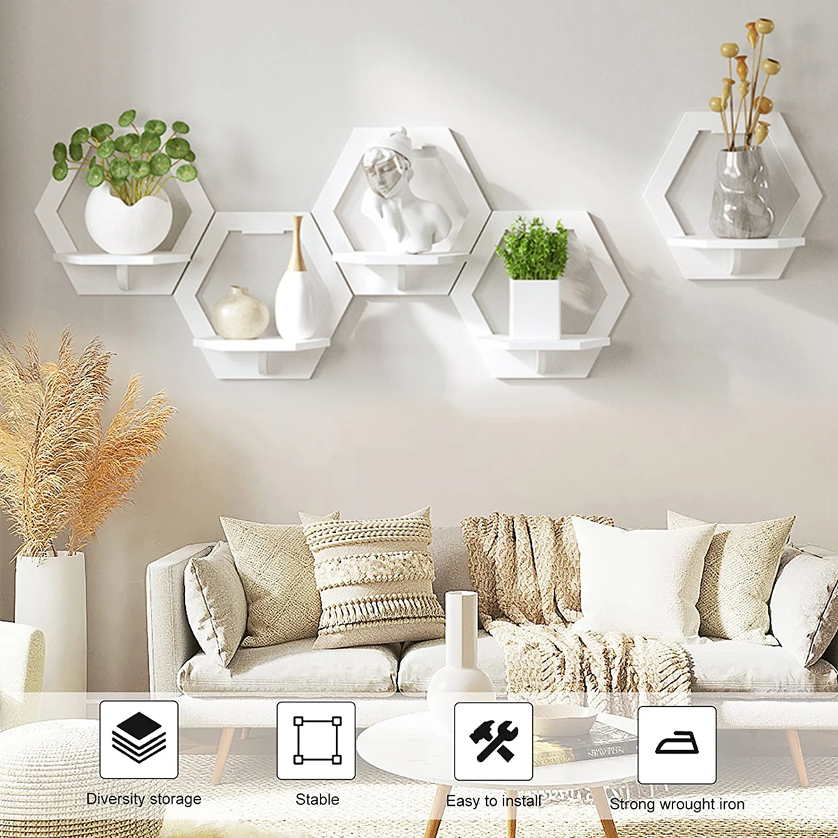 3 ชิ้นหกเหลี่ยมชั้นวาง Punch ฟ - Home Bar Shelves บทวิจารณ์และราคา
