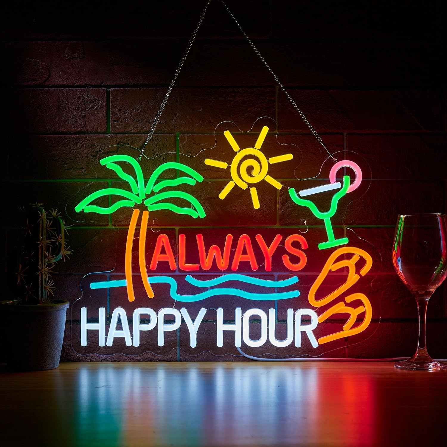 ป้ายไฟนีออน Always Happy Hour  - Home Bar Signs บทวิจารณ์และราคา