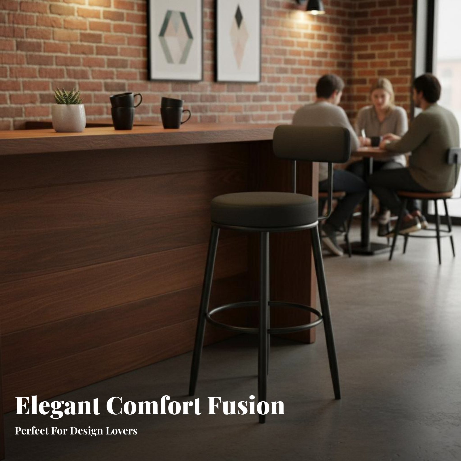 เก้าอี้บุผ้าหุ้มเบาะพร้อมพนักพ - Home Bar Seating บทวิจารณ์และราคา