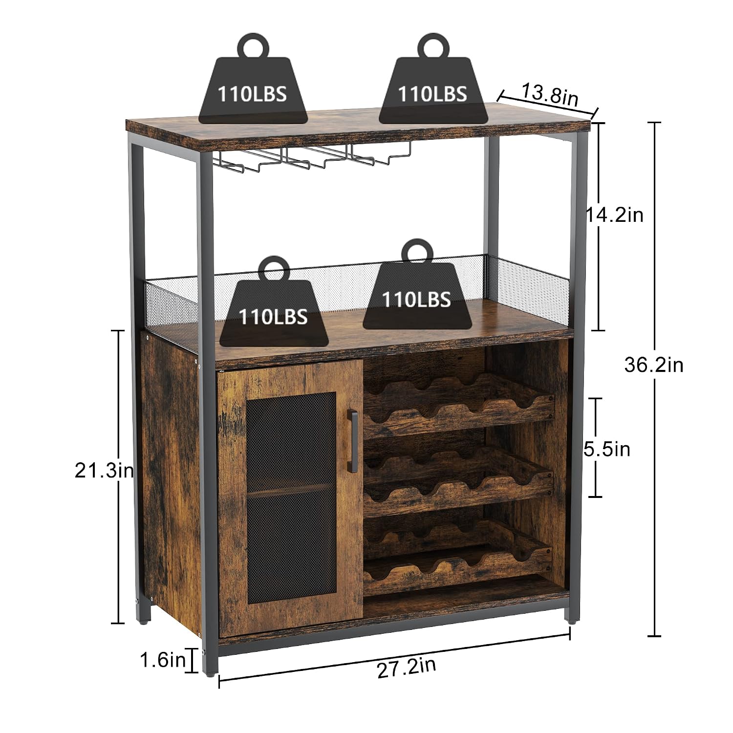 ตู้บาร์สีน้ำตาลขนาด 36 นิ้วแบบ - Home Bar Shelves บทวิจารณ์และราคา