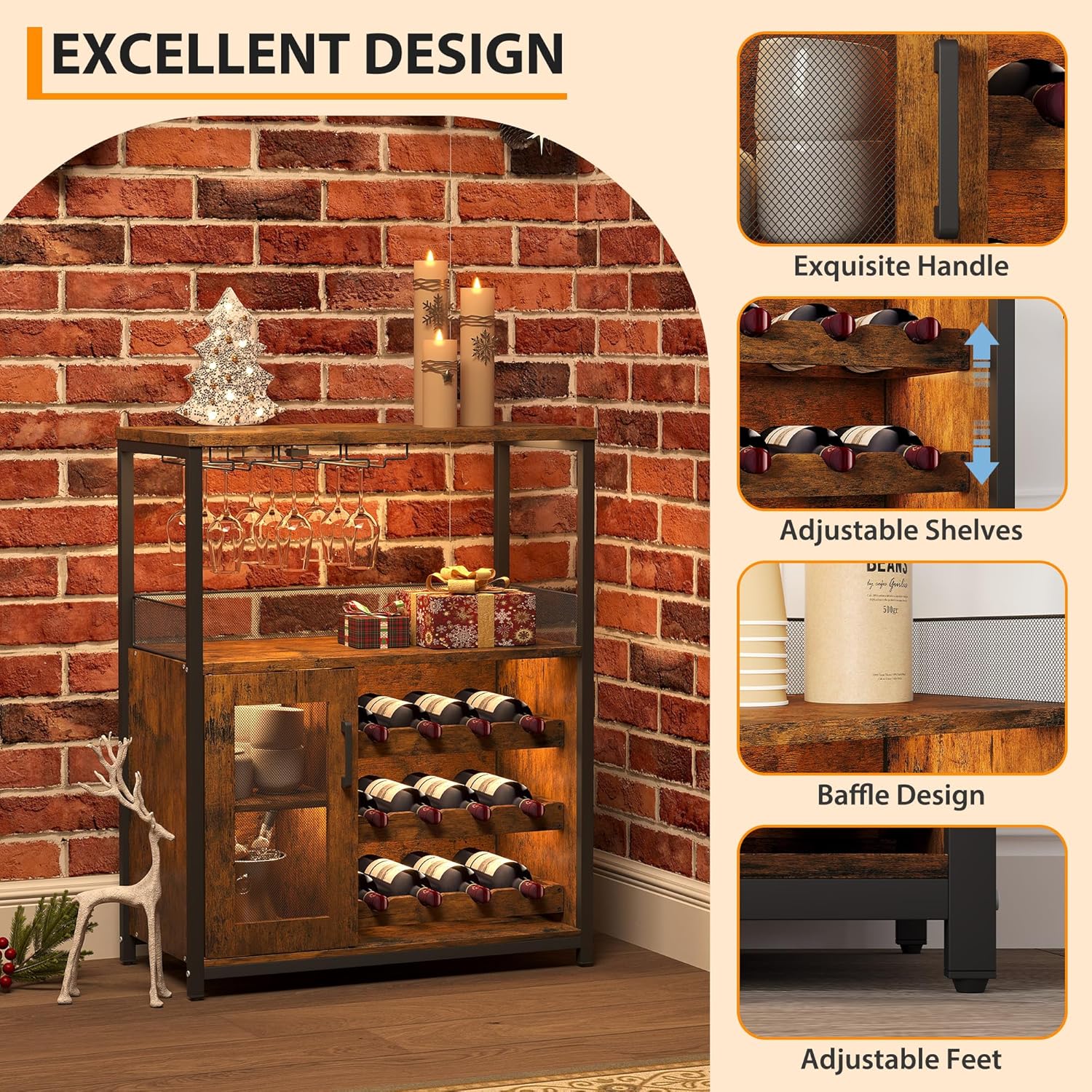 ตู้บาร์สีน้ำตาลขนาด 36 นิ้วแบบ - Home Bar Shelves บทวิจารณ์และราคา
