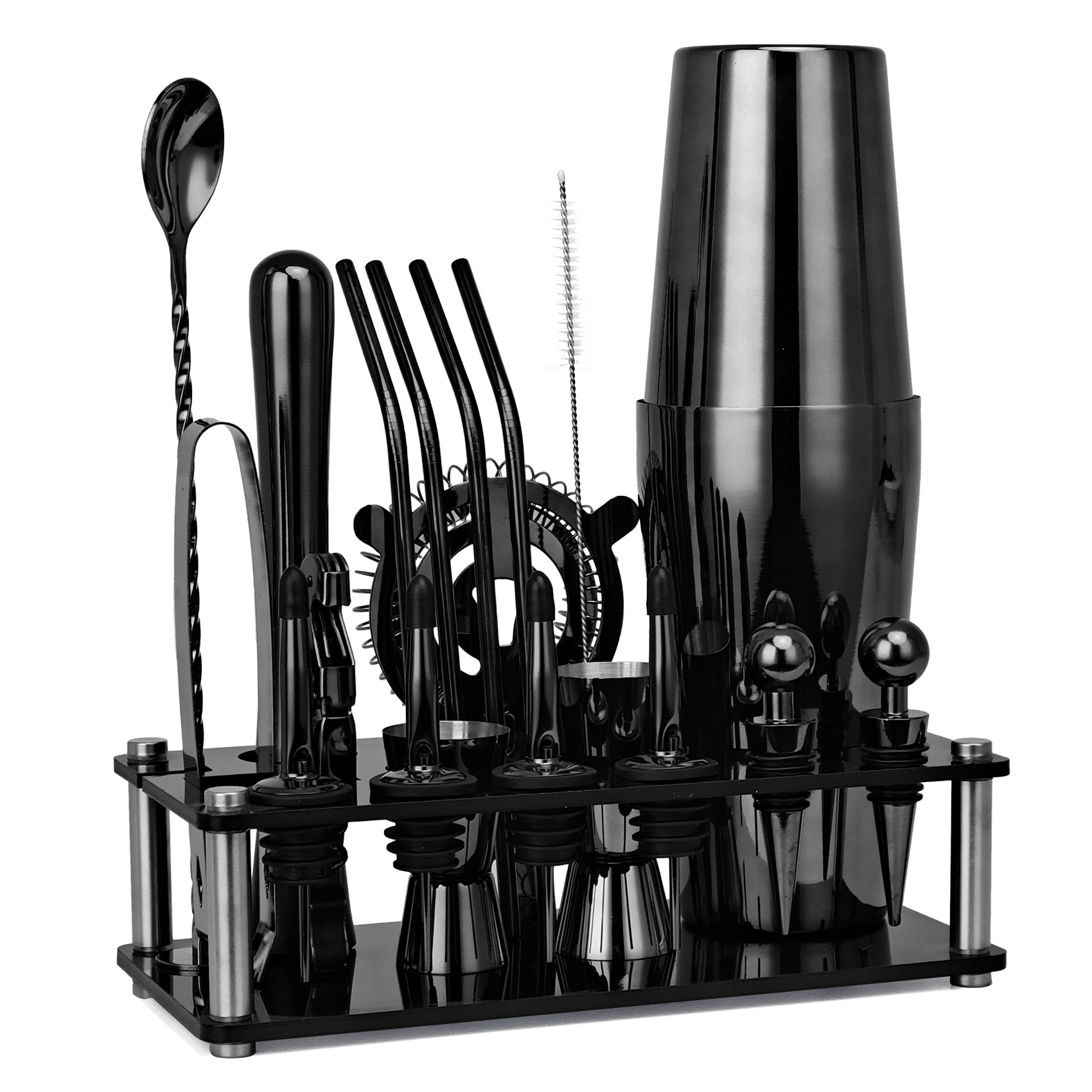 20ชิ้นสีดำ/ทองคำสีกุหลาบ/เงิน8 - Boston Shaker Set บทวิจารณ์และราคา