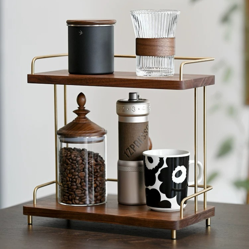 ที่วางแก้ว 2 ชั้น ทำจากไม้แบล็ - Home Bar Stand บทวิจารณ์และราคา