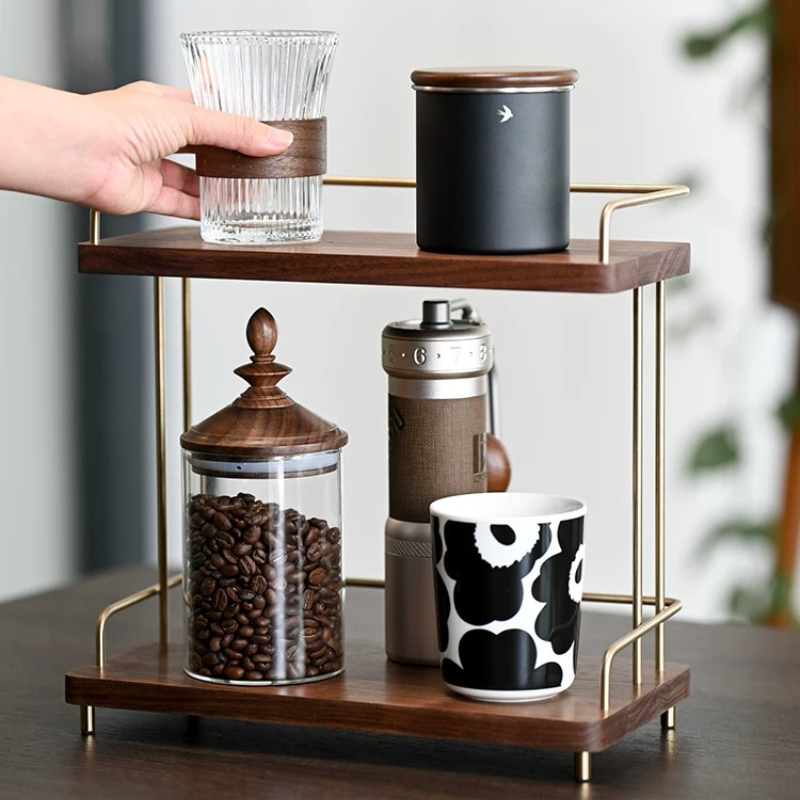 ที่วางแก้ว 2 ชั้น ทำจากไม้แบล็ - Home Bar Stand บทวิจารณ์และราคา