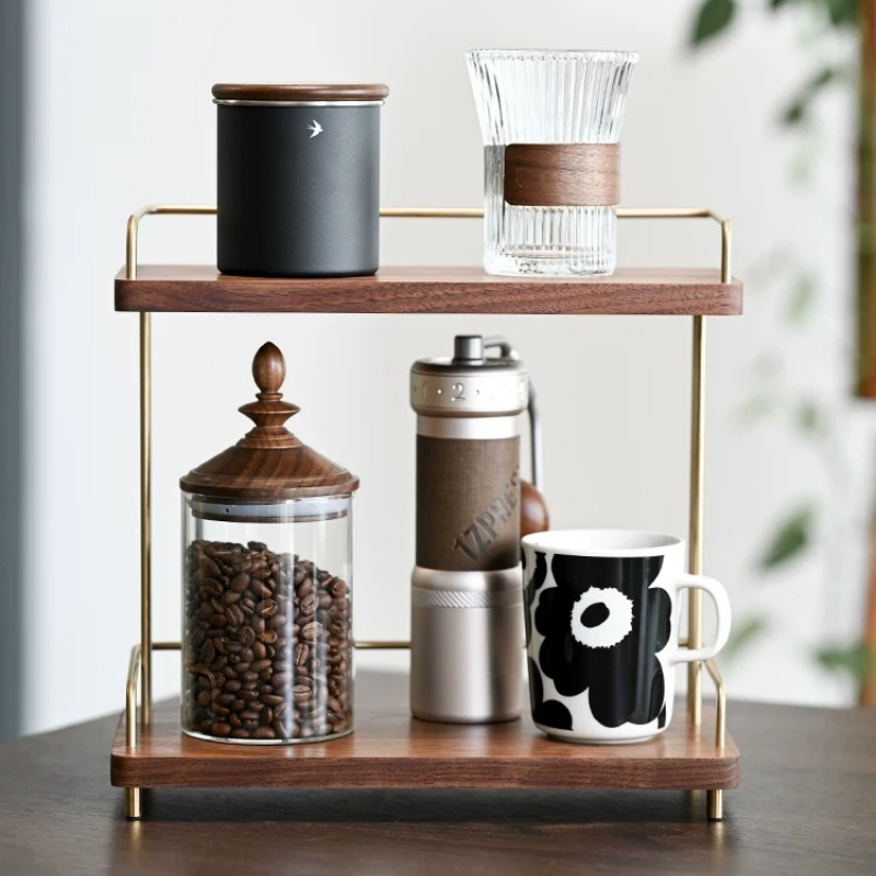 ที่วางแก้ว 2 ชั้น ทำจากไม้แบล็ - Home Bar Stand บทวิจารณ์และราคา