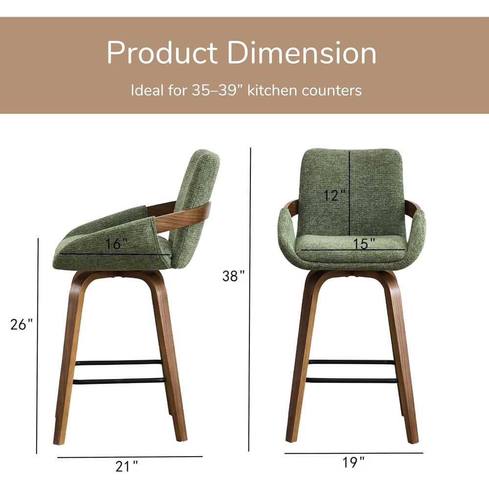 ชุดเก้าอี้บาร์หมุนได้ 2 ตัว ขน - Home Bar Seating บทวิจารณ์และราคา